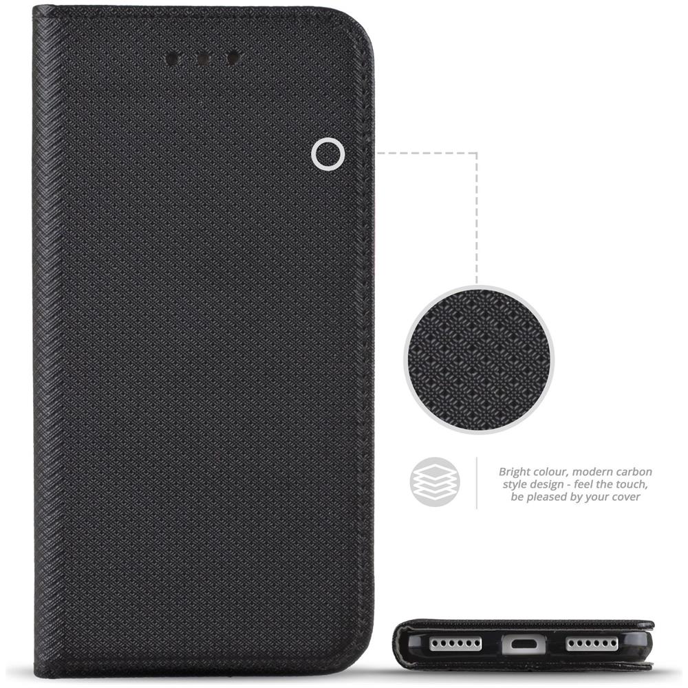 Cover Per Huawei Y6 2018, Nero - Custodia A Libro Flip Smart Magnetica Con Appoggio E Porta Carte - Foto 7