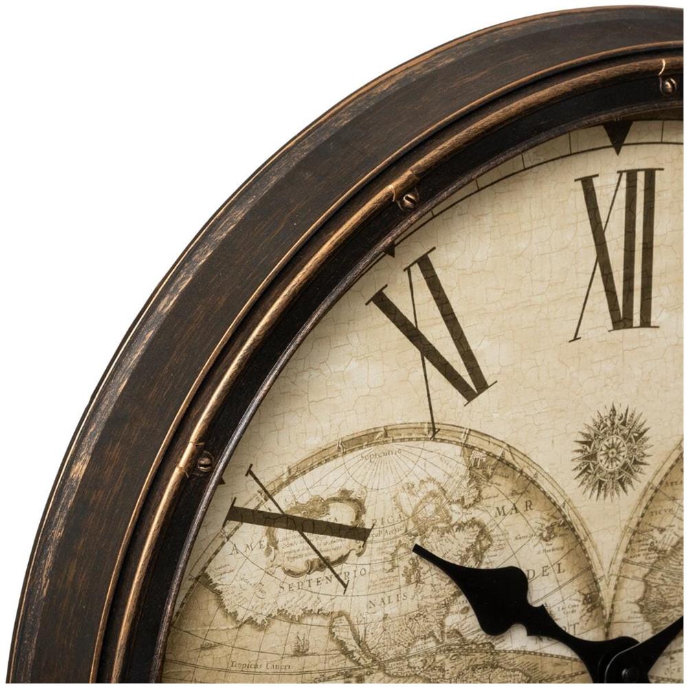 Orologio Da Parete Con Mappa Del Mondo Tomy, Ø 51 Cm, Marrone - Foto 2