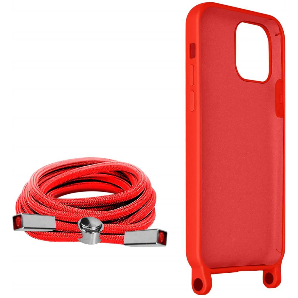 Cover Semirigida Per Iphone 12 Pro Max Cordino Nylon Intrecciato 80 Cm Rossa - Foto 2