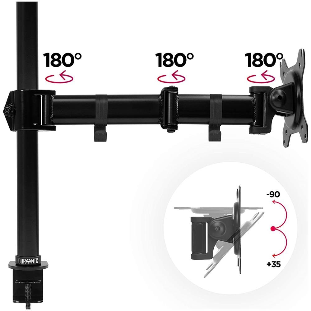 Dm251x3 Supporto Da Scrivania Monitor 13” - 27” Staffa Supporto Monitor / Schermo Con Due Braccia Estensorie E Morsetto Tavolo Vesa Max 100 X 100mm Struttura In Acciaio Portata 8kg - Foto 6