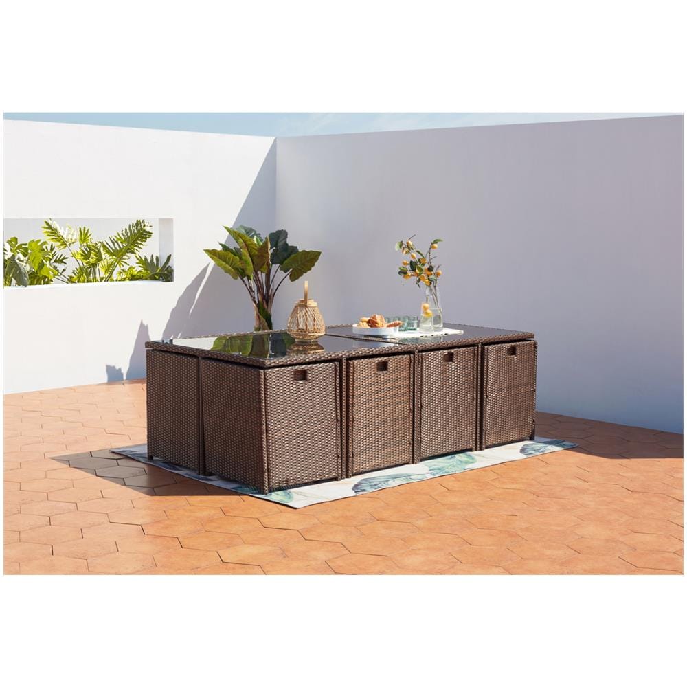 Salotto Da Giardino A Incasso 12 Posti Resina Intrecciata Castagna/bianco Miami - Foto 7