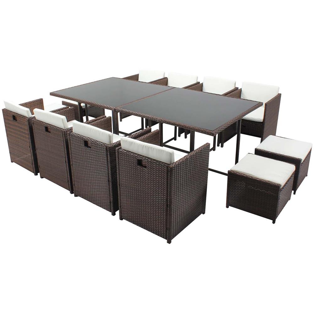 Salotto Da Giardino A Incasso 12 Posti Resina Intrecciata Castagna/bianco Miami - Foto 1