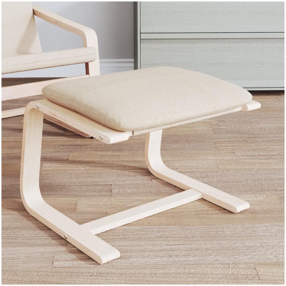 Poggiapiedi Crema 51x41x40 Cm In Tessuto - Foto 1