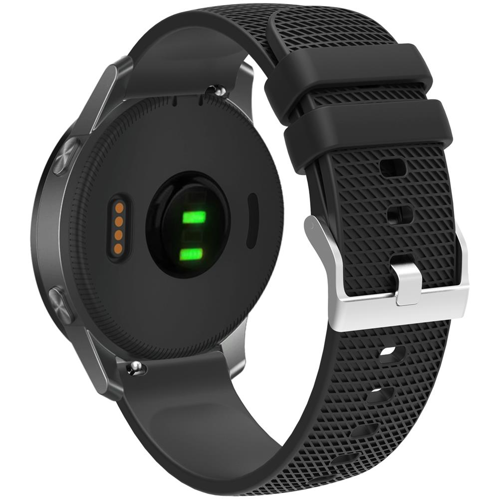 Cinturino Per Orologio In Silicone Con Motivo A Quadri Per Garmin Vivoactive 4 18 Mm Black - Foto 2