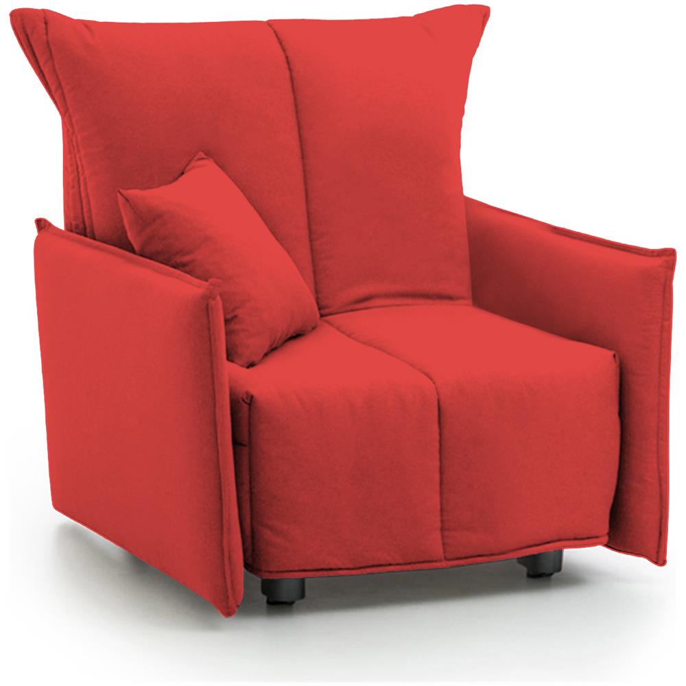 Divano Letto Almerinda, Divano Singolo, 100% Made In Italy, Poltrona Soggiorno Con Apertura A Carrello, In Tessuto Imbottito, Con Braccioli Standard, Cm 110x90h85, Rosso - Foto 2