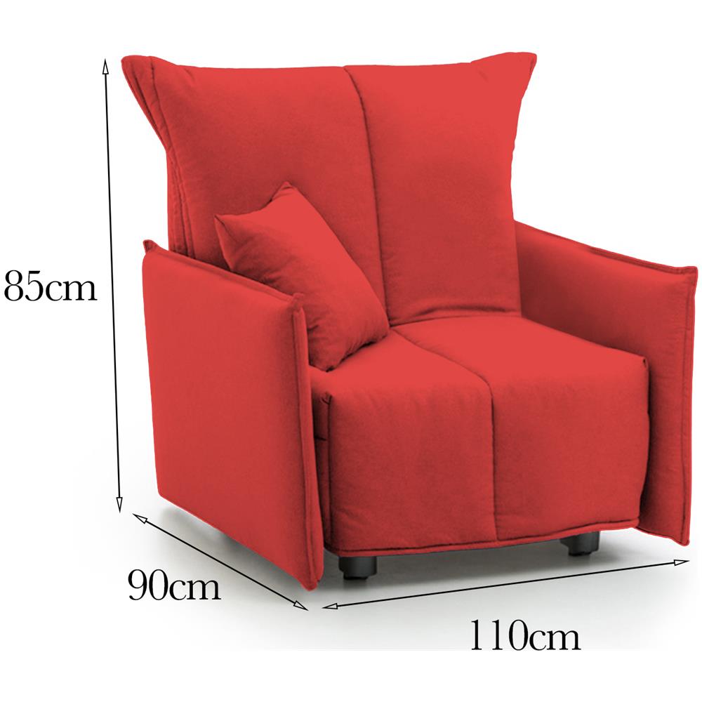 Divano Letto Almerinda, Divano Singolo, 100% Made In Italy, Poltrona Soggiorno Con Apertura A Carrello, In Tessuto Imbottito, Con Braccioli Standard, Cm 110x90h85, Rosso - Foto 4