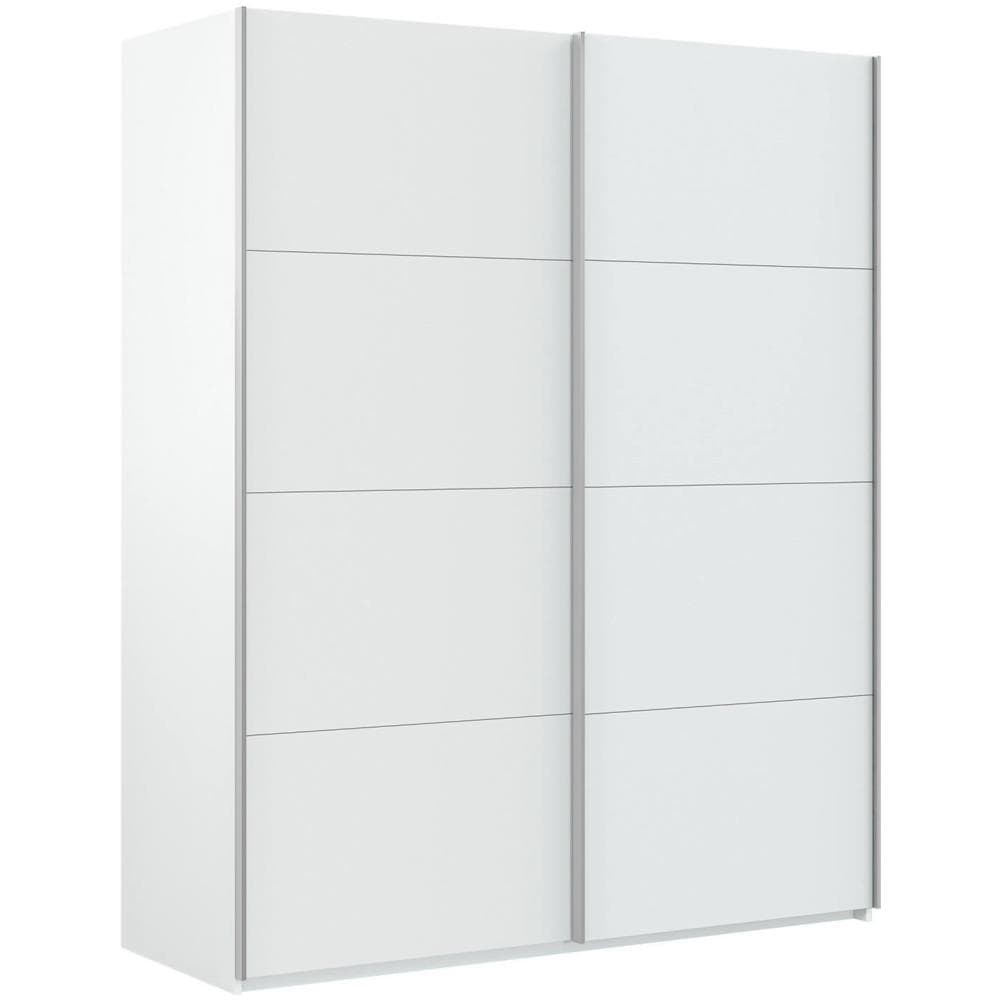 Guardaroba Ponce, Armadio Per Camera Da Letto A 2 Ante Scorrevoli, Mobile Con Barra Appendiabiti E 2 Ripiani, 150x60h200 Cm, Bianco - Foto 2