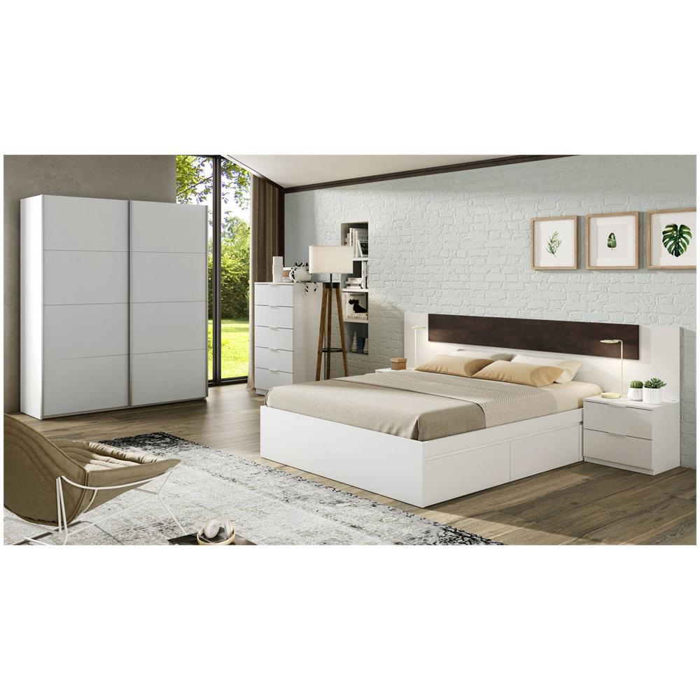 Guardaroba Ponce, Armadio Per Camera Da Letto A 2 Ante Scorrevoli, Mobile Con Barra Appendiabiti E 2 Ripiani, 150x60h200 Cm, Bianco - Foto 4