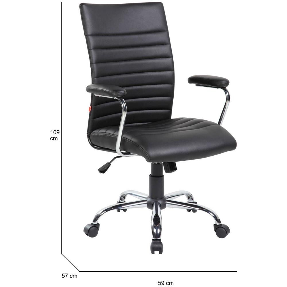 Sedia Con Ruote Gaspeite, Poltrona Direzionale Con Braccioli, Sedia Ergonomica Da Ufficio, 57x59h100/109 Cm, Nero - Foto 2