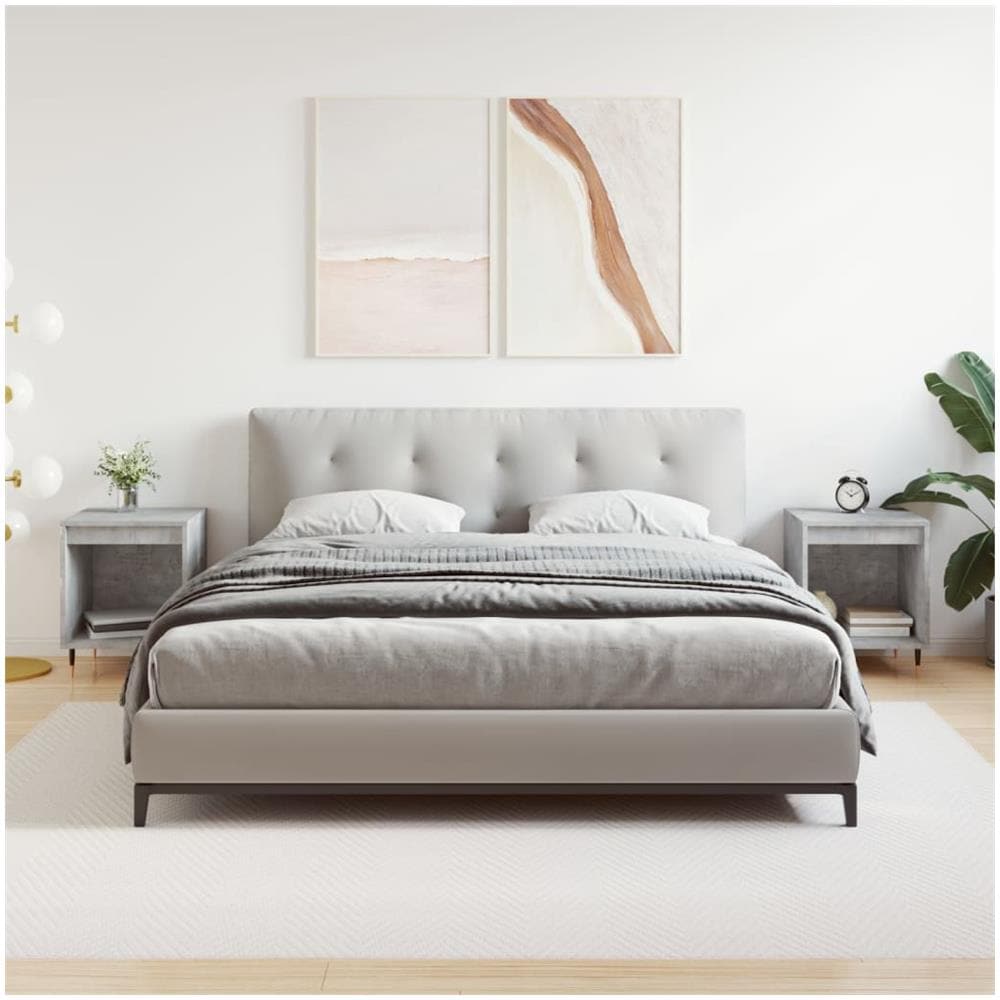 Comodini 2pz Grigio Cemento 40x35x50 Cm In Legno Multistrato - Foto 1