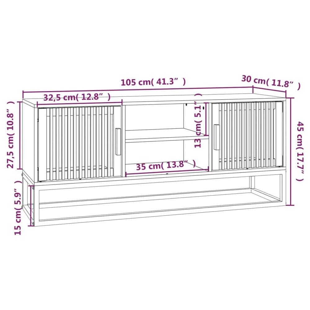 Mobile Porta Tv 105x30x45 Cm In Legno Multistrato E Ferro - Foto 7