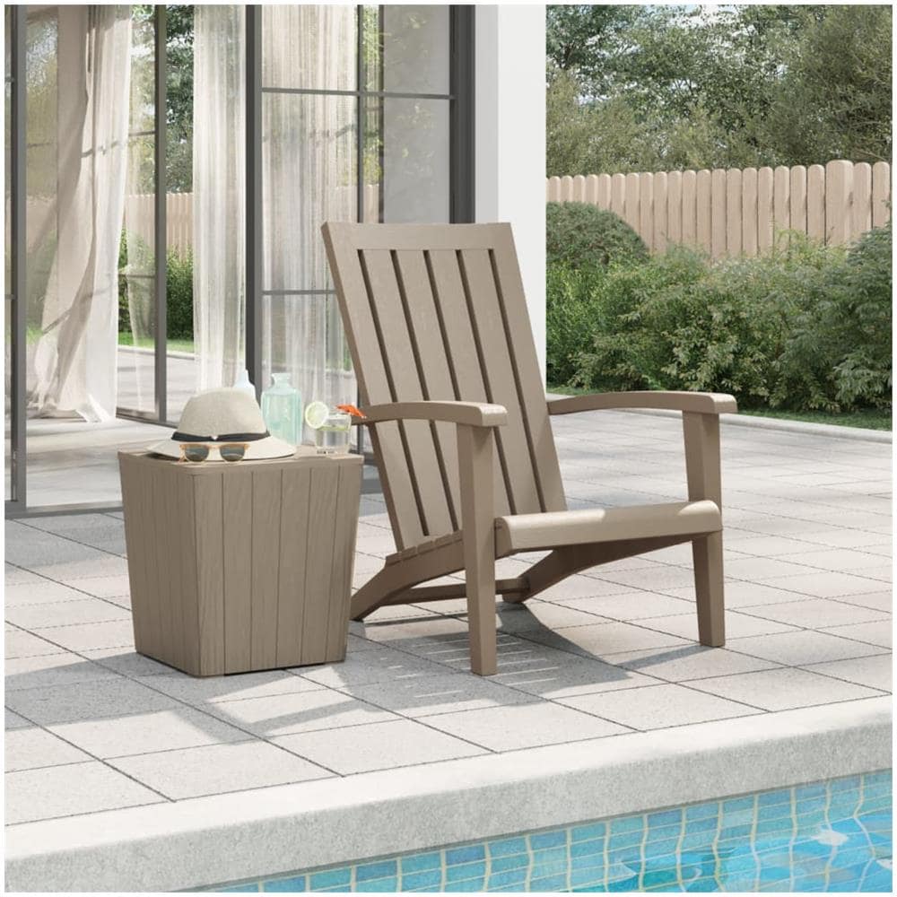 Sedia Adirondack da Giardino in Polipropilene Marrone Chiaro - Foto 1