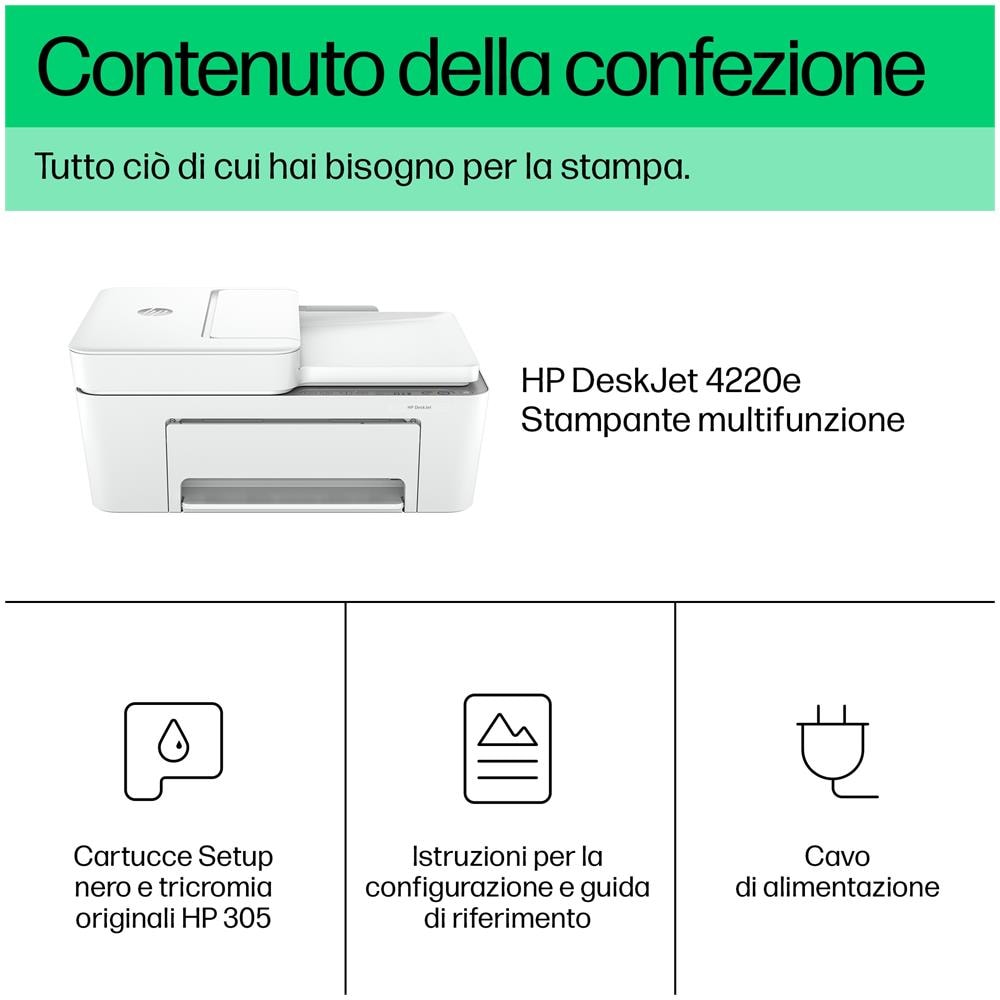 Stampante Inkjet DeskJet 4220E Multifunzione All in One a Colori A4 Bianco - Foto 18