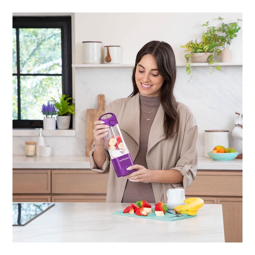 Frullatore Portatile NBP003PU Personal Blender Batteria Ricaricabile Caraffa in Tritan da 475 ml Ricarica via USB Lame in Acciaio Colore Viola - Foto 6
