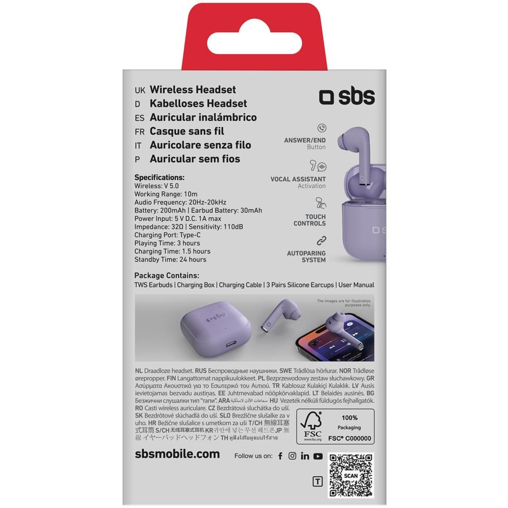 Wireless Beat Free con Custodia di Ricarica Colore Viola - Foto 10