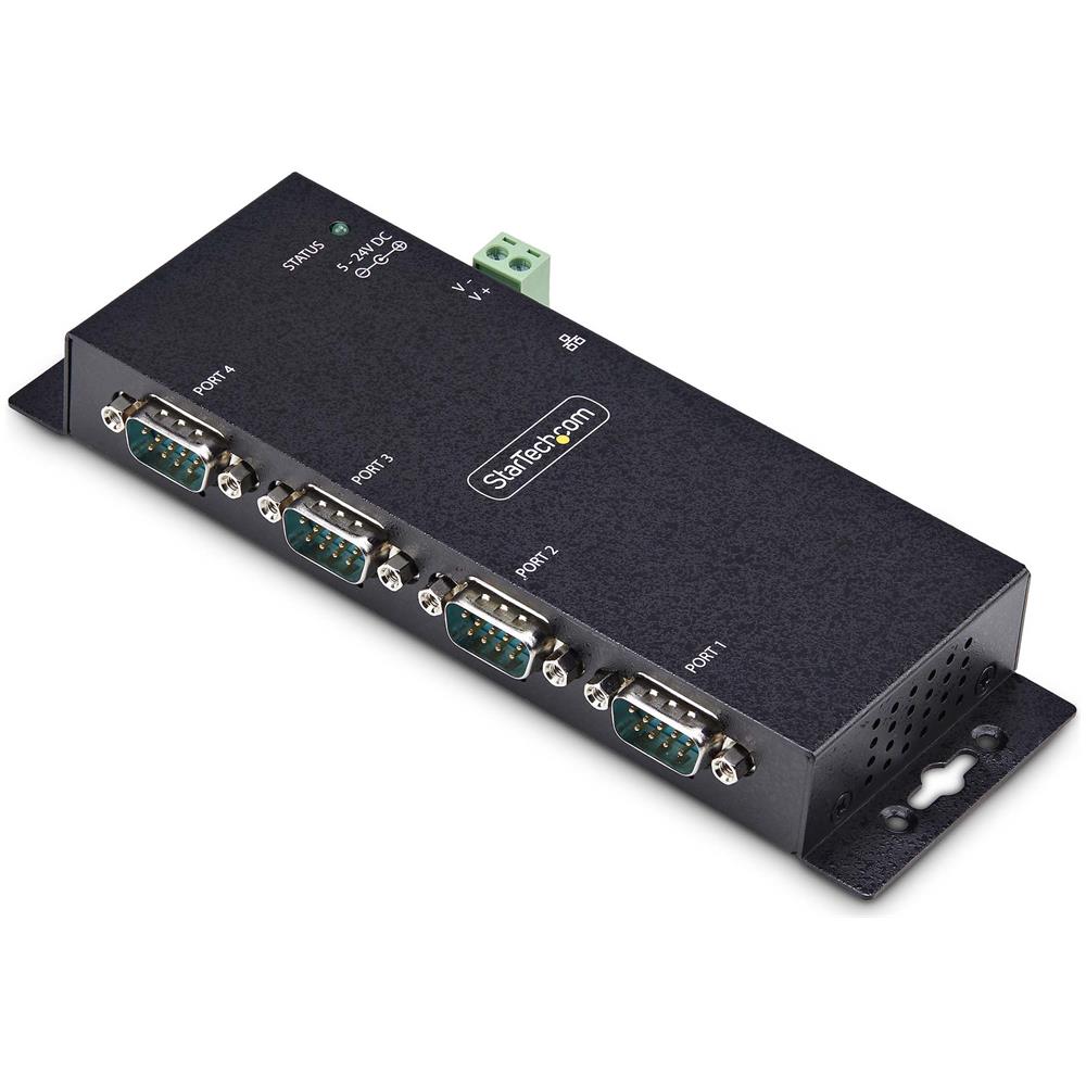 Adattatore da seriale a Ethernet a 4 porte, server di dispositivi seriali IP per dispositivi RS232 remoti, montaggio a parete /su guida DIN, metallo, convertitore seriale da RJ45 LAN a DB9, TAA - Foto 1