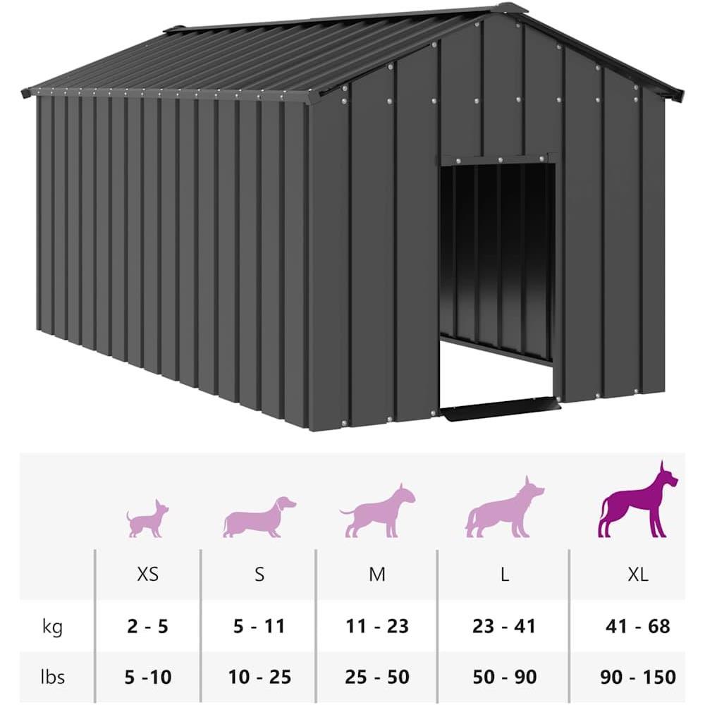 Casetta per Cani con Tetto 114x202x101 cm Acciaio Zincato - Foto 8