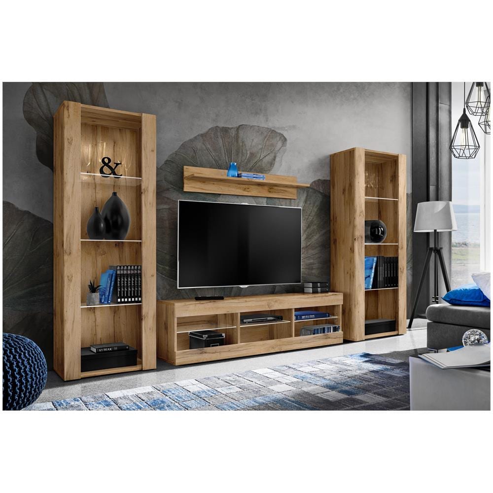Komodee, Set di mobili porta TV Tivoli Grande RTV, Wotan, Senza LED, Larghezza 250 cm x Altezza 159 cm x Profondità 35 cm, Per soggiorno, Camera da letto - Foto 2