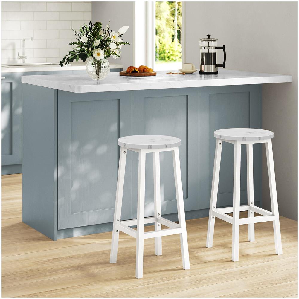 Sgabello da bar da cucina - Elegante design in marmo con gambe bianche CODICE 2907 - Foto 2