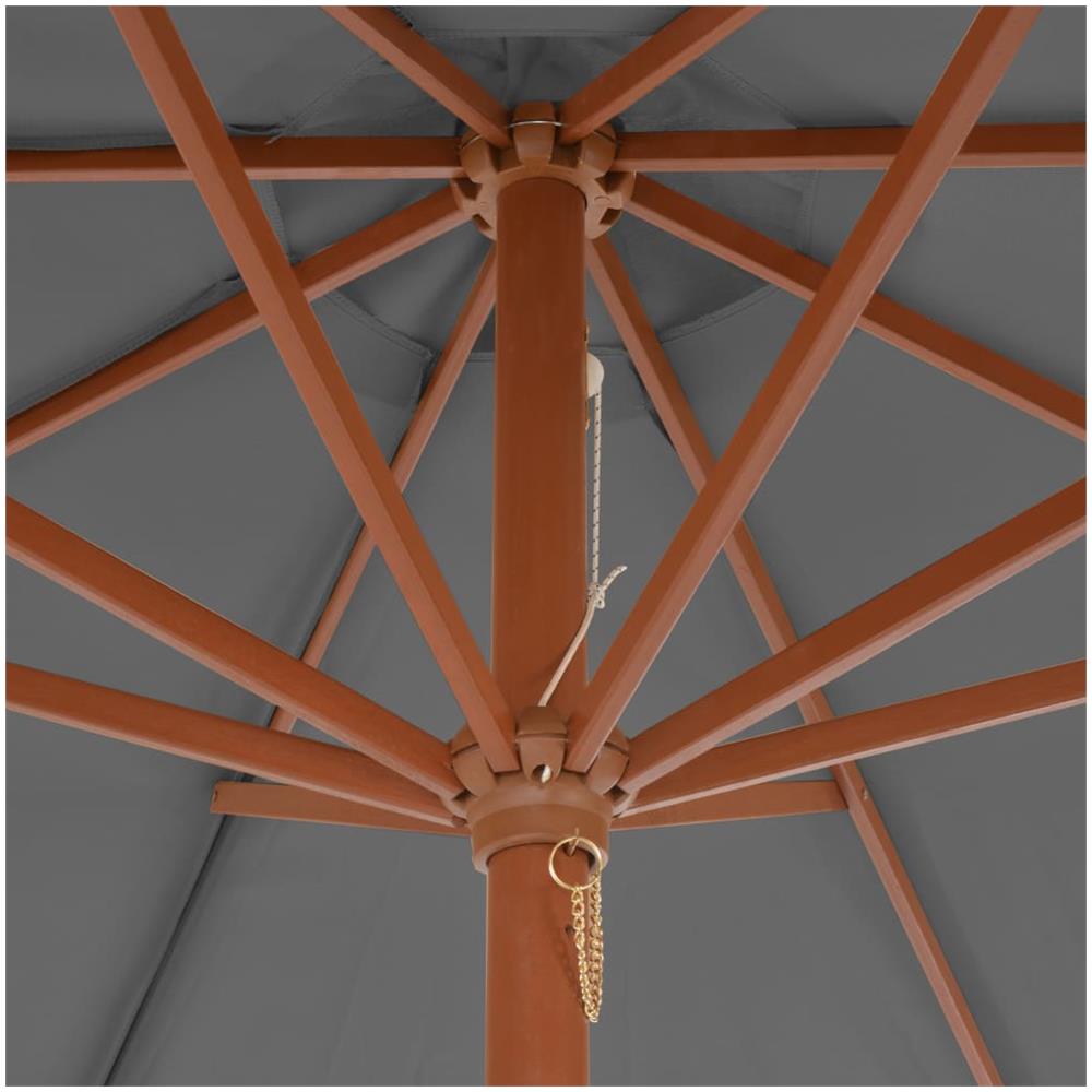 Ombrellone Da Esterni Con Palo In Legno 300 Cm Antracite - Foto 2