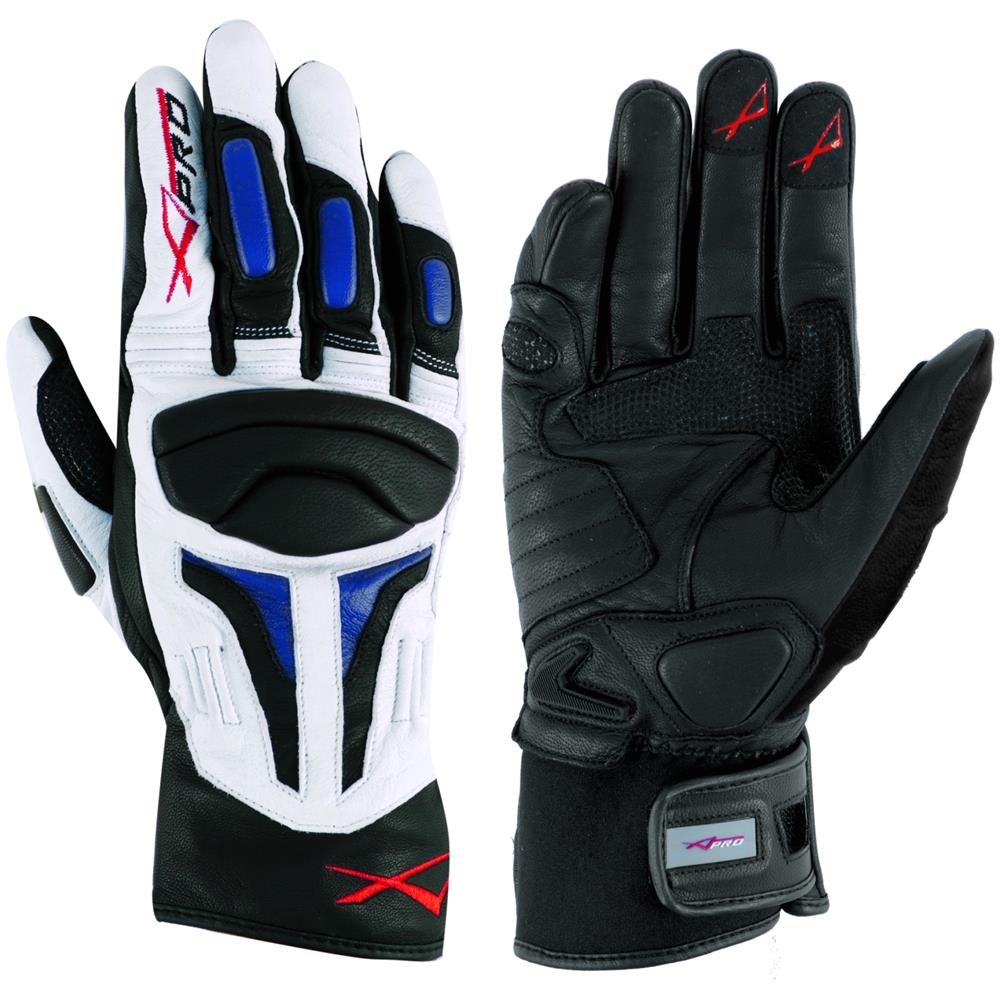 Guanto Sportivo Moto Touring Pelle Enduro Motard Motociclismo Bianco / blu Xl - Foto 1