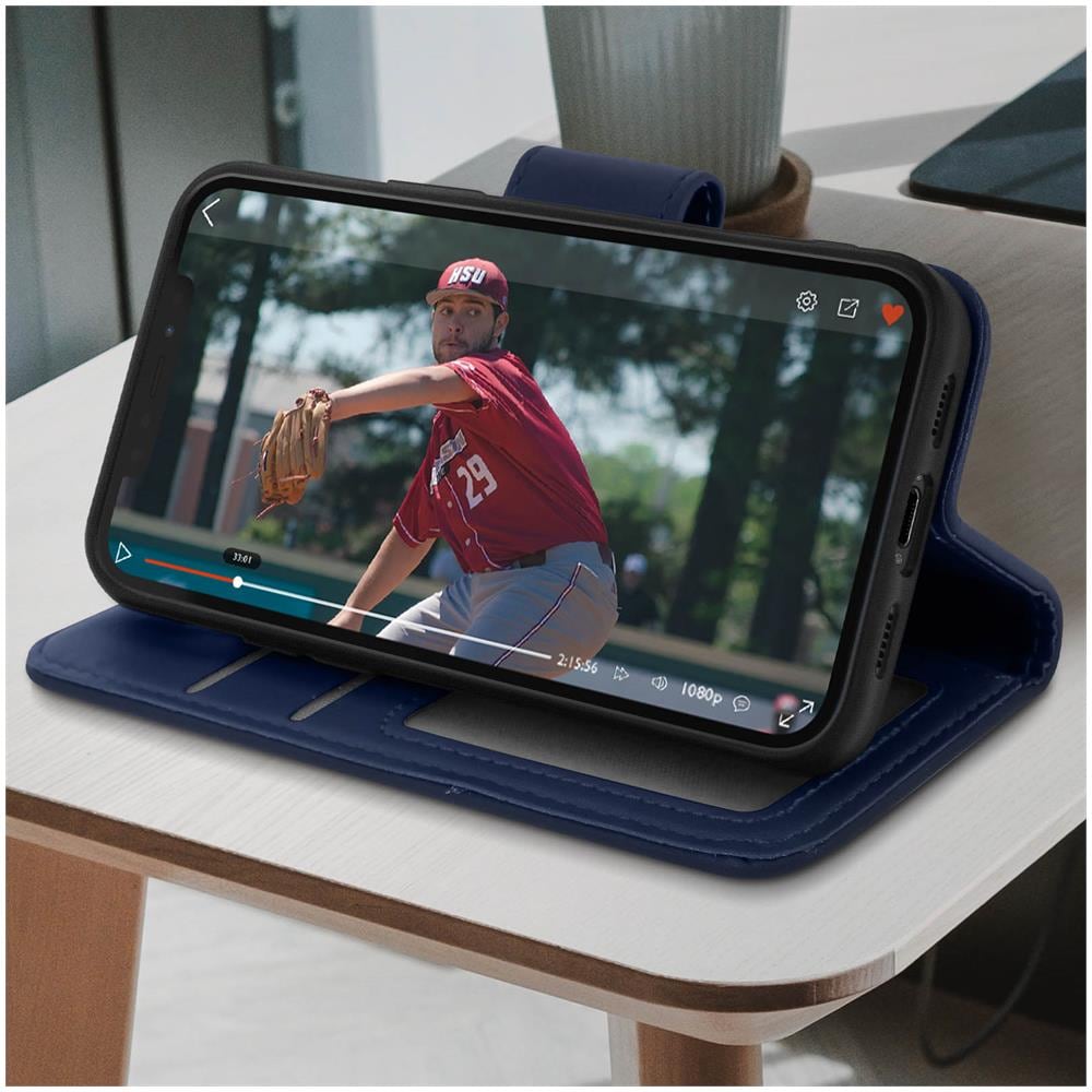 Custodia Iphone 11 Porta Carte In Pelle Funzione Stand Premium Blu - Foto 2