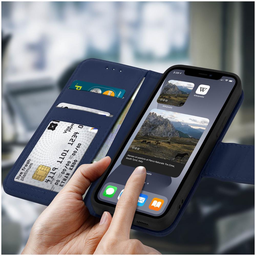 Custodia Iphone 11 Porta Carte In Pelle Funzione Stand Premium Blu - Foto 5