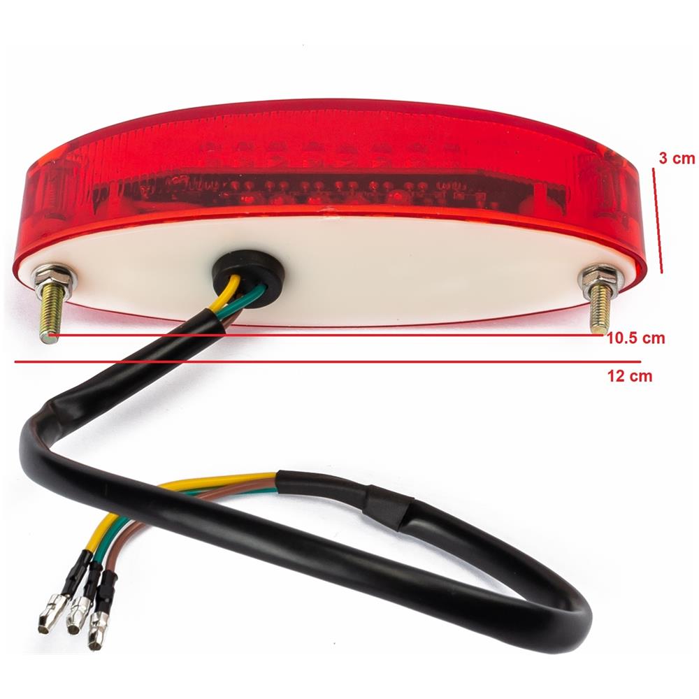 Fanale Posteriore Faro Freno Moto Omologato Universale Luce Led 12v Rosso - Foto 2
