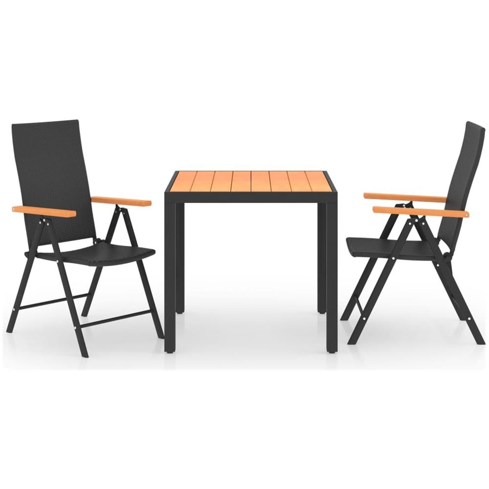 Set Da Pranzo Da Giardino 3 Pz Nero E Marrone - Foto 1