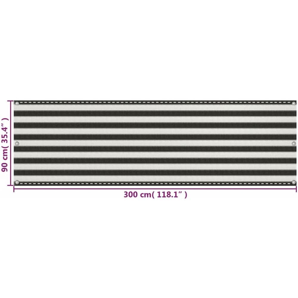 Paravento da Balcone HDPE 90x300 cm Antracite e Bianco - Foto 2