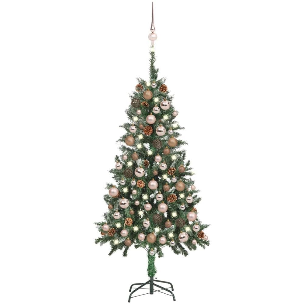 Set Albero Natale Artificiale con LED Palline e Pigne 150 cm - Foto 1