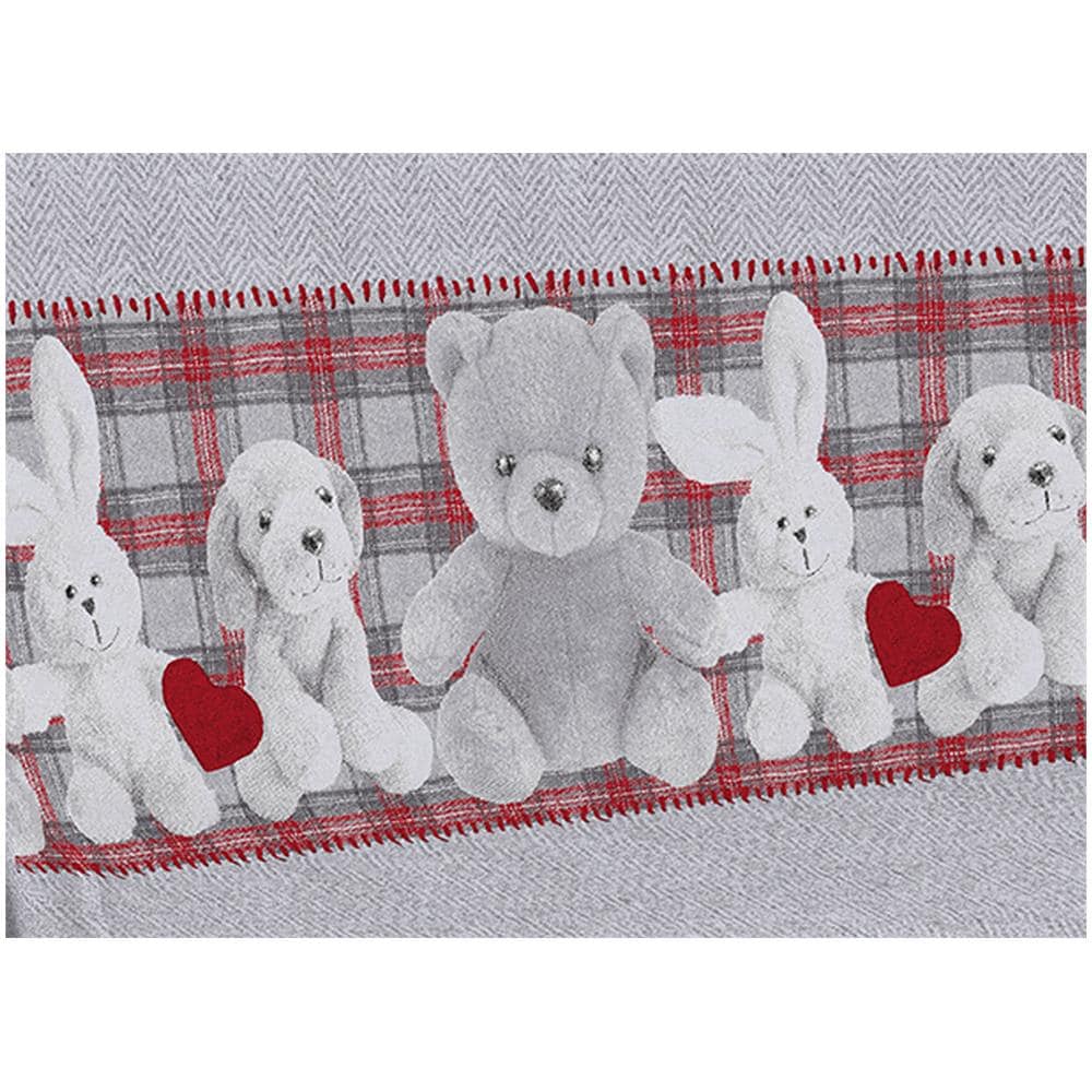Telo Arredo Multiuso Linea Pensieri Delicati In 100% Cotone Disegno Peluches Singolo Rosso - Foto 5