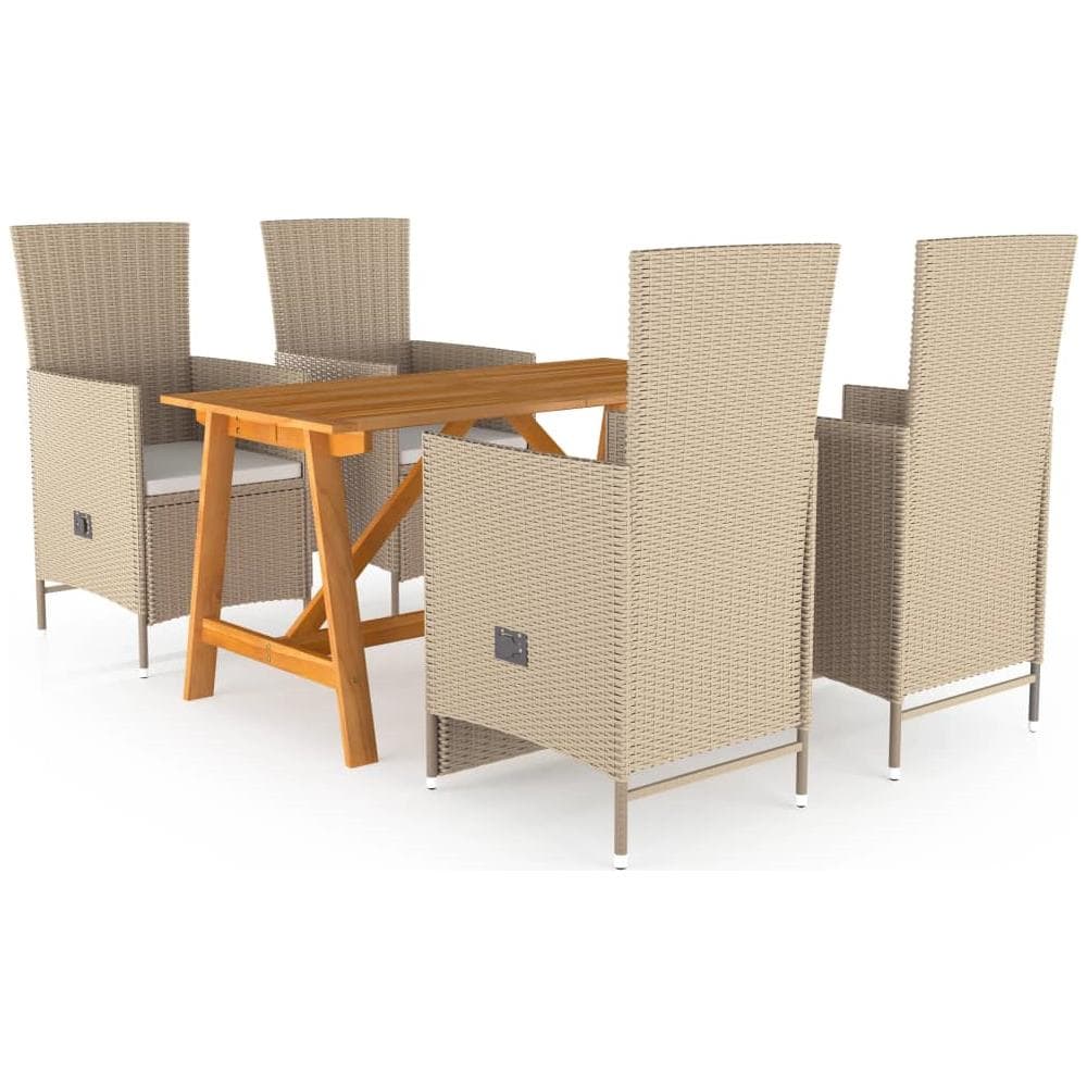 Set Mobili Da Pranzo Per Giardino 5 Pz Beige - Foto 1
