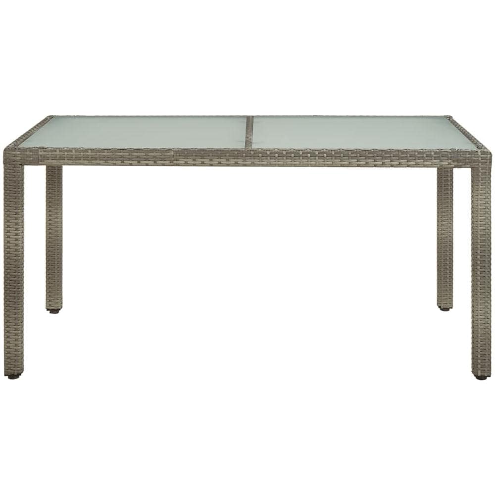 Tavolo Giardino 150x90x75cm Vetro Temperato E Polyrattan Grigio - Foto 2