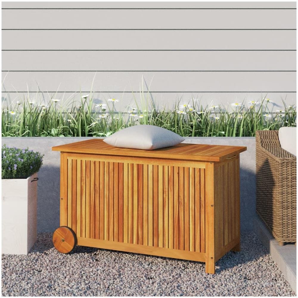 Contenitore Giardino Con Ruote 90x50x58cm Legno Massello Acacia - Foto 1