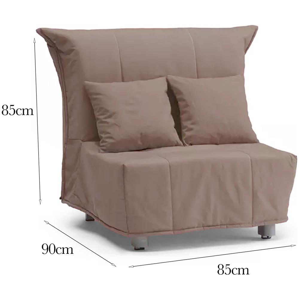 Divano Letto Alma, Divano Singolo, 100% Made In Italy, Poltrona Soggiorno Con Apertura A Carrello, In Tessuto Imbottito, Con Cuscini Inclusi, Cm 85x90h85, Tortora - Foto 4