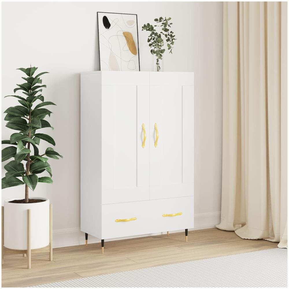 Credenza Bianca 69,5x31x115 Cm In Legno Multistrato - Foto 1