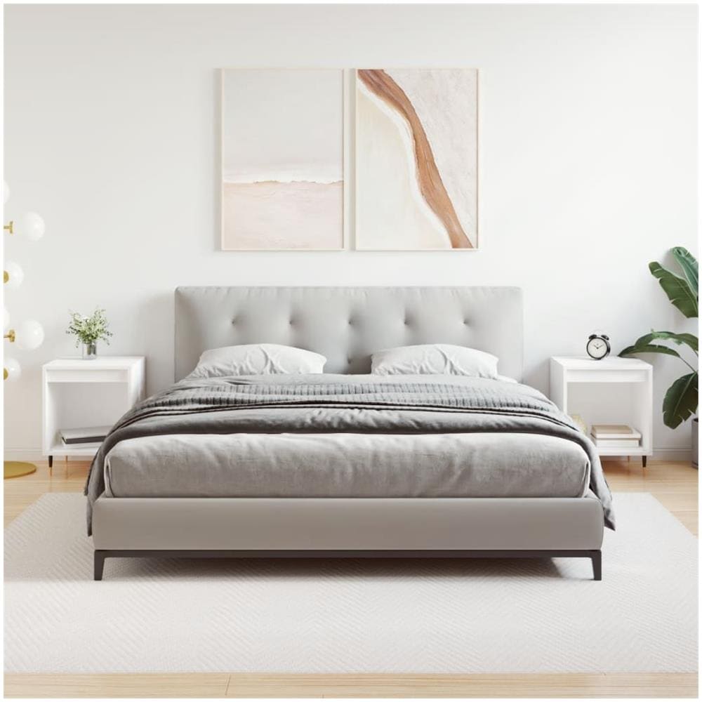 Comodini 2pz Bianchi 40x35x50 Cm In Legno Multistrato - Foto 1