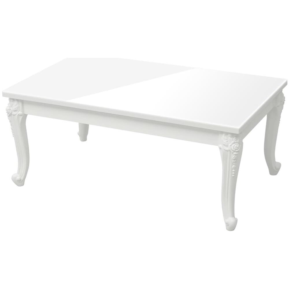 Tavolino Da Salotto Bianco Lucido 100x50x42cm Legno Multistrato - Foto 2