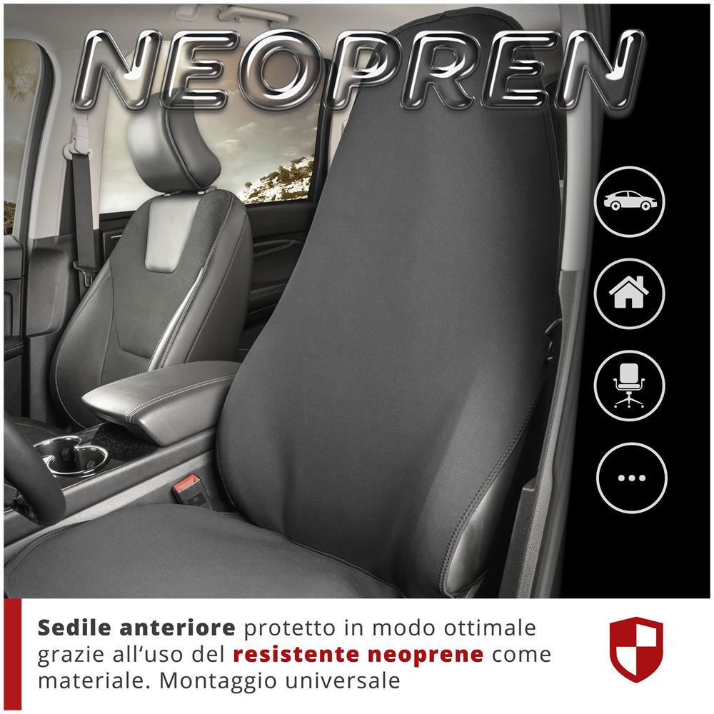 Coprisedile Auto In Neoprene, Protezione Sedile Anteriore Impermeabile, Robusta Copertura Protettiva Universale E Cuscinetto Protettivo Auto /autocarro - Foto 2