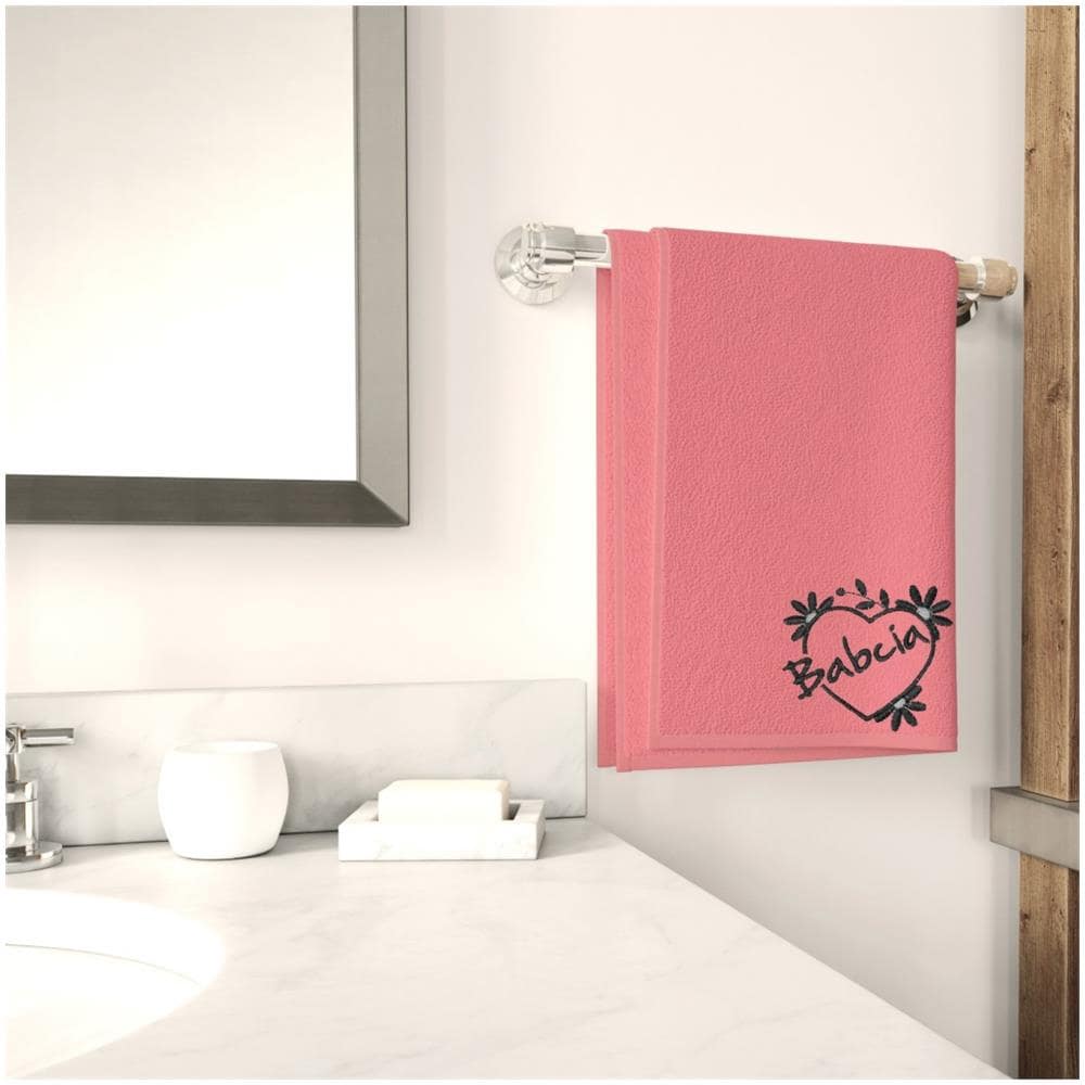 Set di asciugamani 2x50x90 cm - Corallo-Grafite - Morbidi - Ricamati - Regalo per i nonni - Foto 1