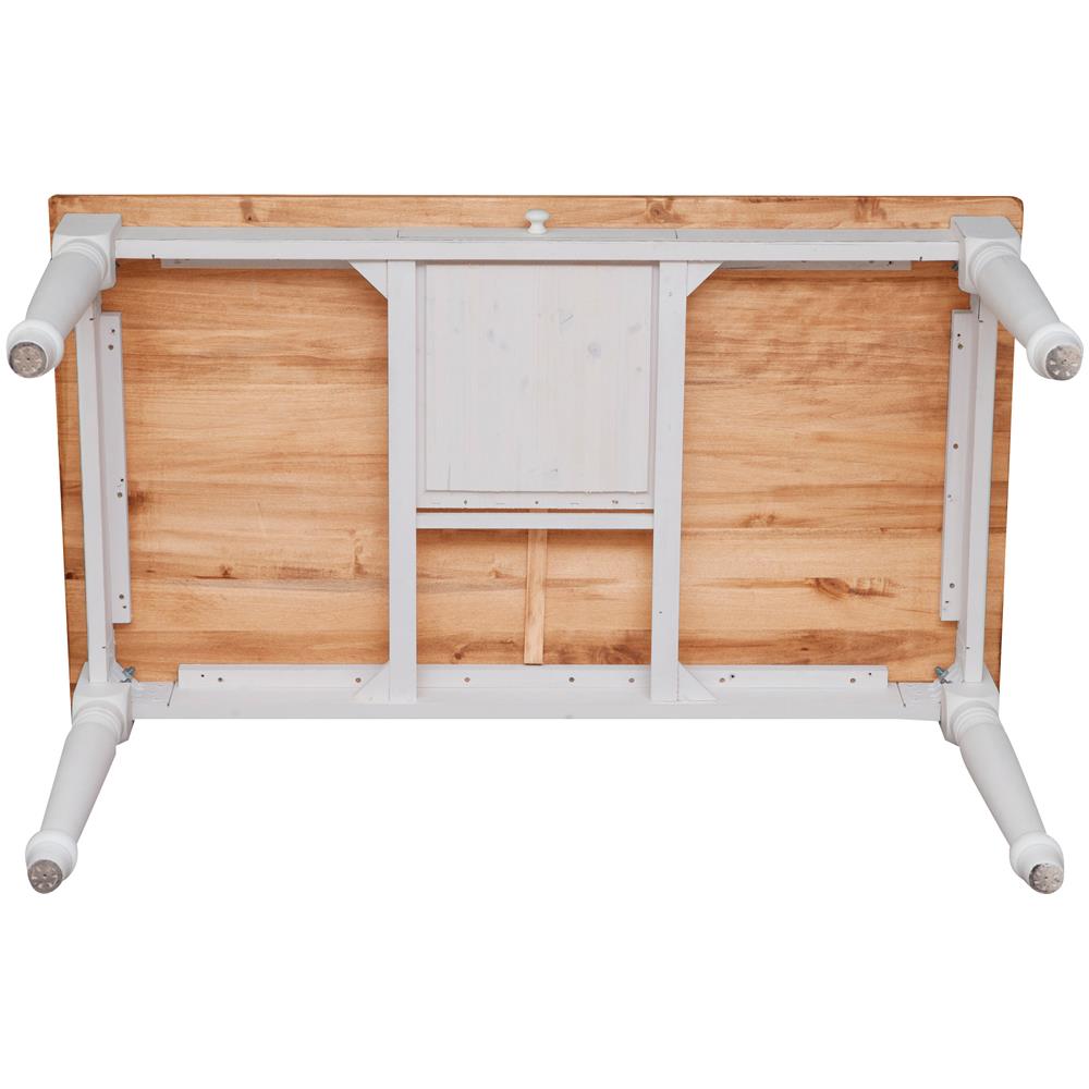 Tavolo Fisso Country In Legno Massello Di Tiglio Struttura Bianca Anticata Piano Naturale 140x80x80 Cm - Foto 2