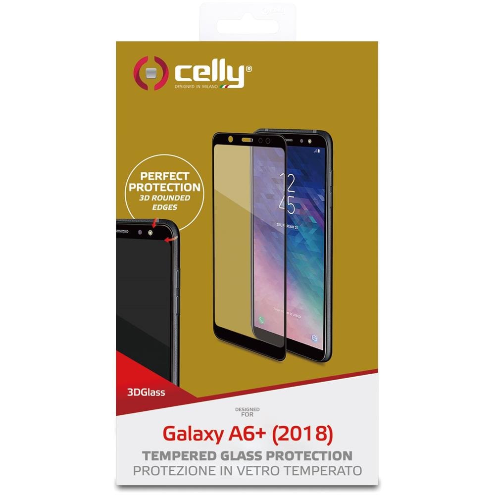 3D Glass Pellicola Protettiva in Vetro Temperato per Galaxy A6+ (2018) Anti-Impronte  - Foto 1