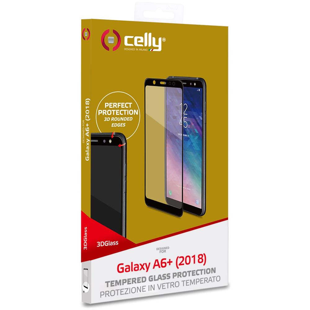 3D Glass Pellicola Protettiva in Vetro Temperato per Galaxy A6+ (2018) Anti-Impronte  - Foto 2
