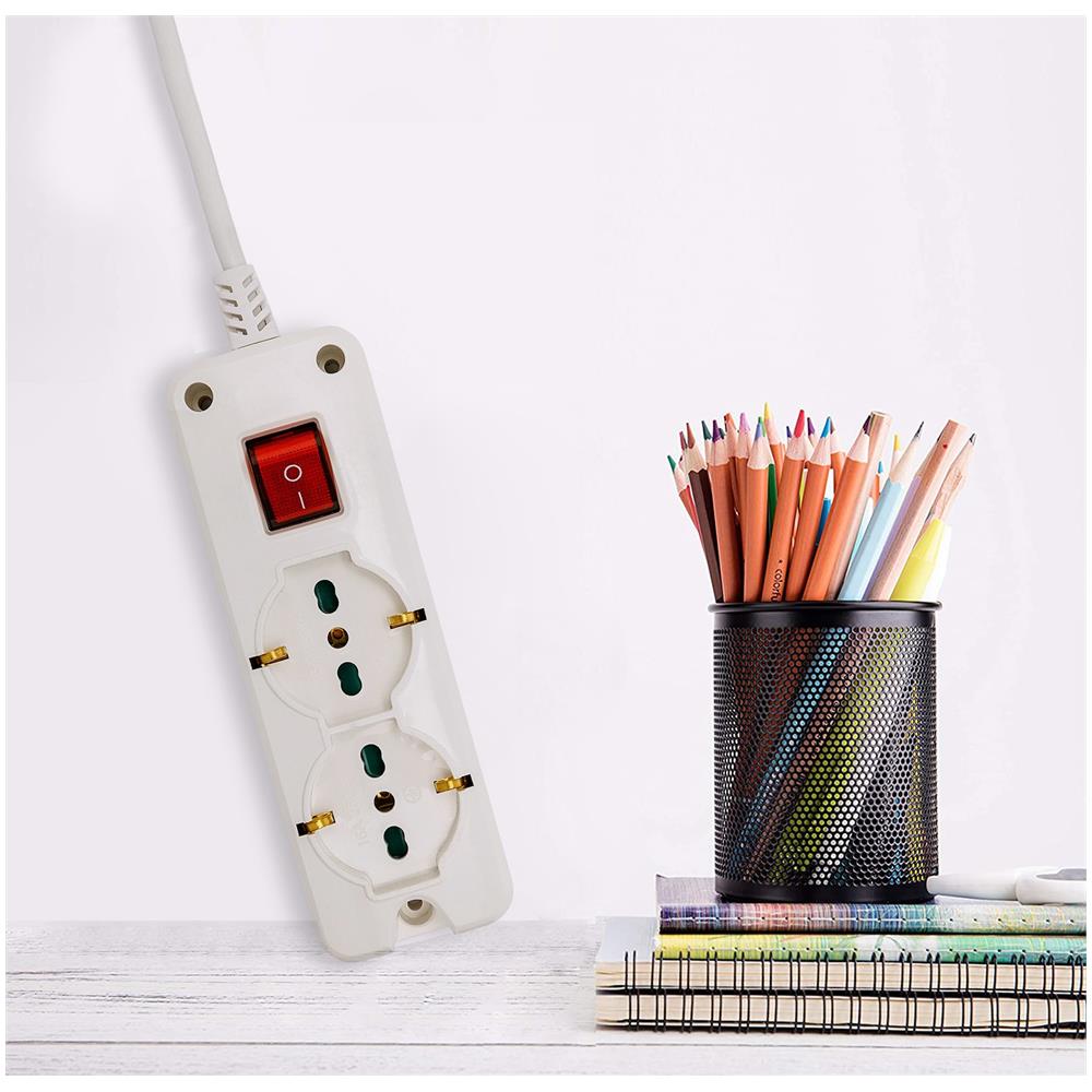 Multipresa 6 Posti: 2 Schuko + 4 Bivalenti 10/16a, Cavo 1.5 M Ed Interruttore Luminoso - Foto 2