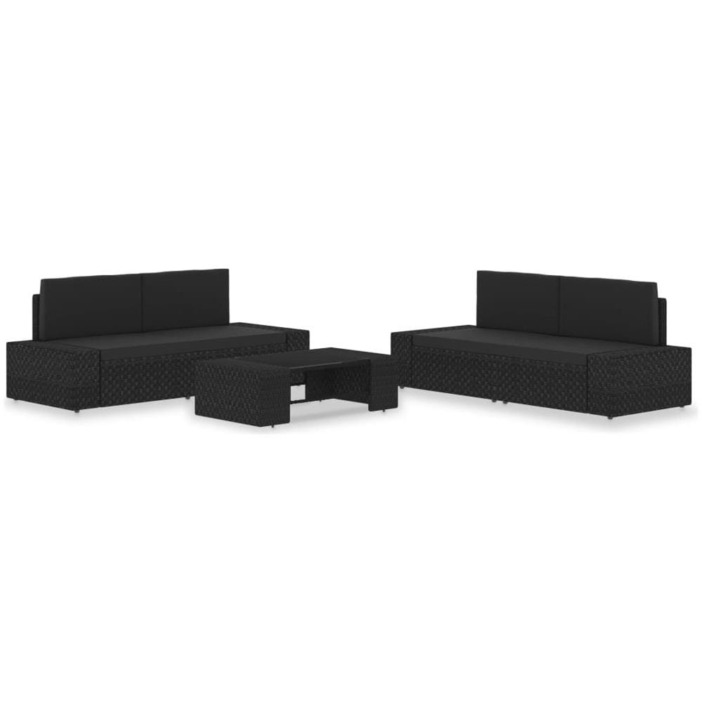 Set Divani Da Giardino 5 Pz In Polyrattan Nero - Foto 1
