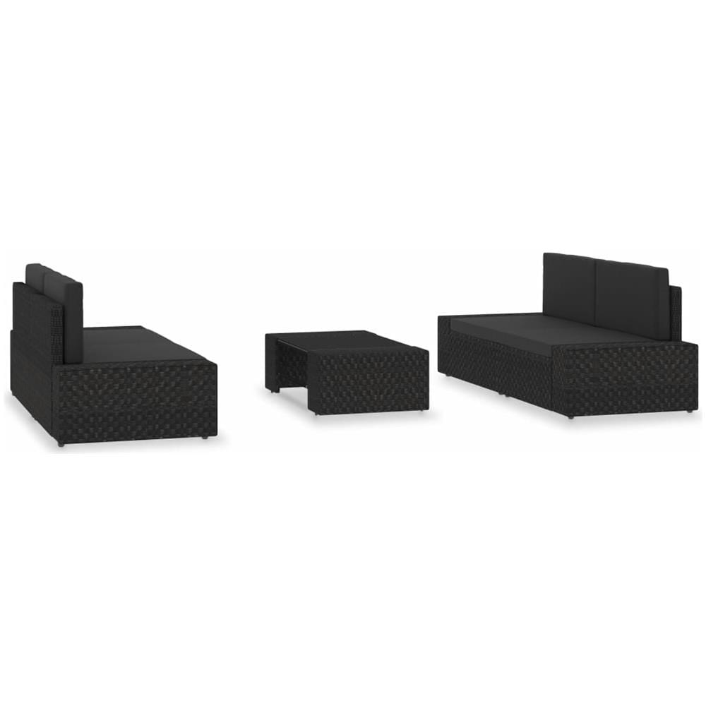 Set Divani Da Giardino 5 Pz In Polyrattan Nero - Foto 2