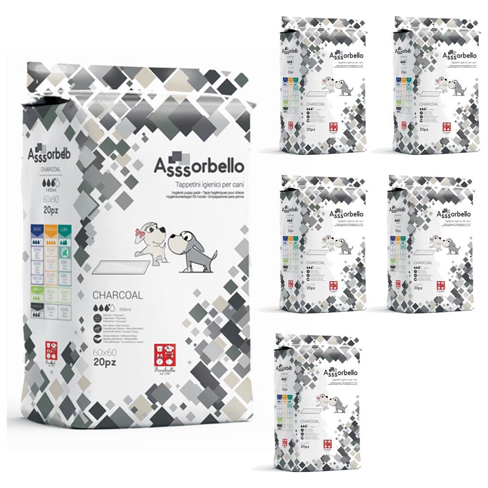 Multipack 6 Confezioni Assorbello Tappetini Igienici Carbone Attivo Charcoal Per Cani 60x60 - Foto 2
