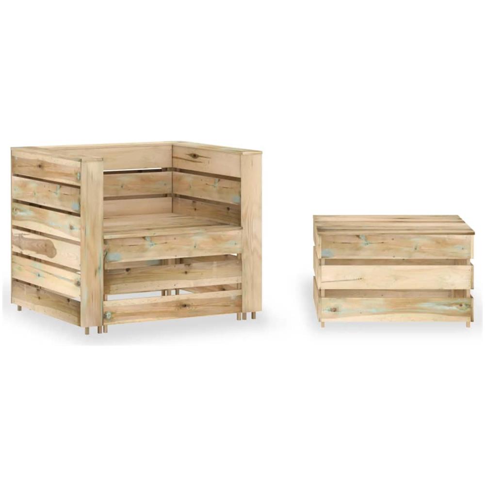Set Divani Da Giardino Su Pallet 2 Pz Legno Di Pino Impregnato - Foto 1