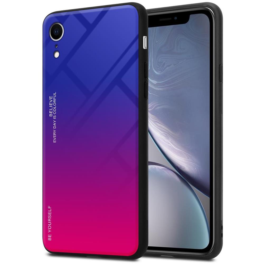 Cadorabo Custodia Compatibile Con Apple Iphone Xr In Viola - Rosso - Coperchio Protettivo Bicolore In Vetro Temperato E Silicone Tpu - Foto 1